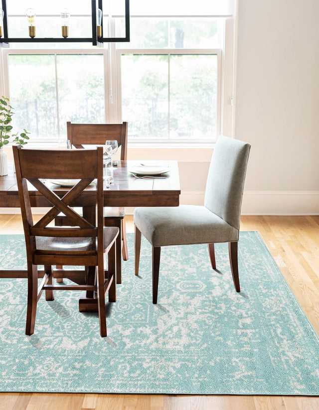 Aqua 2' x 3' 1 Richmond Rectangle Area Rug Vintage Distressed Look Traditional Design Carpet for Unique Home Interior Design for Sale at Rug Engine