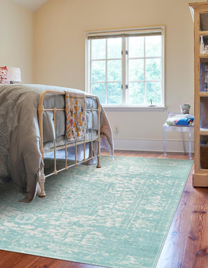 Aqua 2' x 3' 1 Richmond Rectangle Area Rug Vintage Distressed Look Traditional Design Carpet for Unique Home Interior Design for Sale at Rug Engine