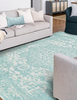 Aqua 2' x 3' 1 Richmond Rectangle Area Rug Vintage Distressed Look Traditional Design Carpet for Unique Home Interior Design for Sale at Rug Engine