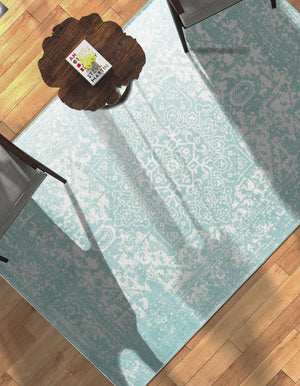 Aqua 3' 1 x 5' 3 Richmond Rectangle Area Rug Vintage Distressed Look Traditional Design Carpet for Unique Home Interior Design for Sale at Rug Engine
