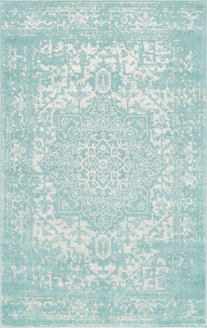 Aqua 5' 3 x 8' Richmond Rectangle Area Rug Vintage Distressed Look Traditional Design Carpet for Unique Home Interior Design for Sale at Rug Engine