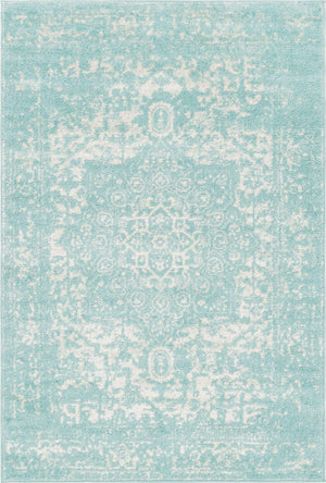 Aqua 4' 1 x 6' 1 Richmond Rectangle Area Rug Vintage Distressed Look Traditional Design Carpet for Unique Home Interior Design for Sale at Rug Engine