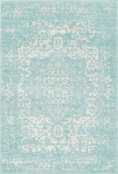 Aqua 4' 1 x 6' 1 Richmond Rectangle Area Rug Vintage Distressed Look Traditional Design Carpet for Unique Home Interior Design for Sale at Rug Engine