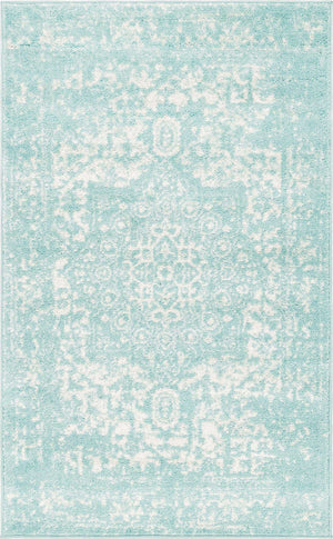 Aqua 3' 1 x 5' 3 Richmond Rectangle Area Rug Vintage Distressed Look Traditional Design Carpet for Unique Home Interior Design for Sale at Rug Engine