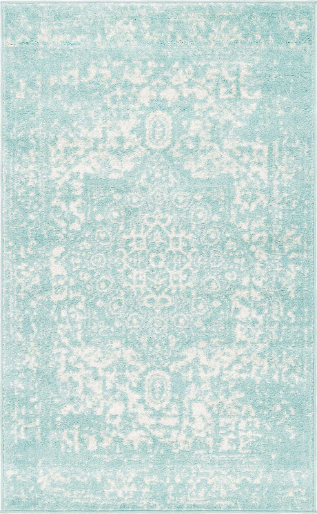 Aqua 3' 1 x 5' 3 Richmond Rectangle Area Rug Vintage Distressed Look Traditional Design Carpet for Unique Home Interior Design for Sale at Rug Engine