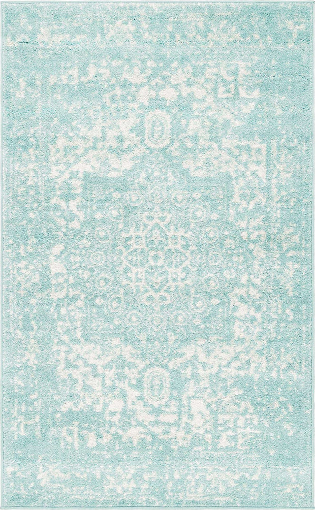 Aqua 3' 1 x 5' 3 Richmond Rectangle Area Rug Vintage Distressed Look Traditional Design Carpet for Unique Home Interior Design for Sale at Rug Engine