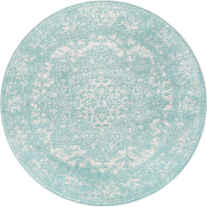 Aqua 3' 1 x 3' 1 Richmond Round Area Rug Vintage Distressed Look Traditional Design Carpet for Unique Home Interior Design for Sale at Rug Engine