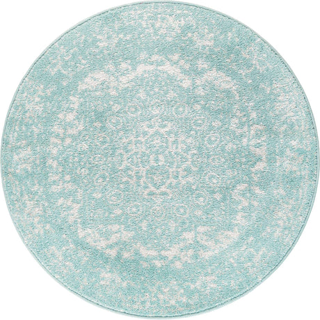 Aqua 3' 1 x 3' 1 Richmond Round Area Rug Vintage Distressed Look Traditional Design Carpet for Unique Home Interior Design for Sale at Rug Engine