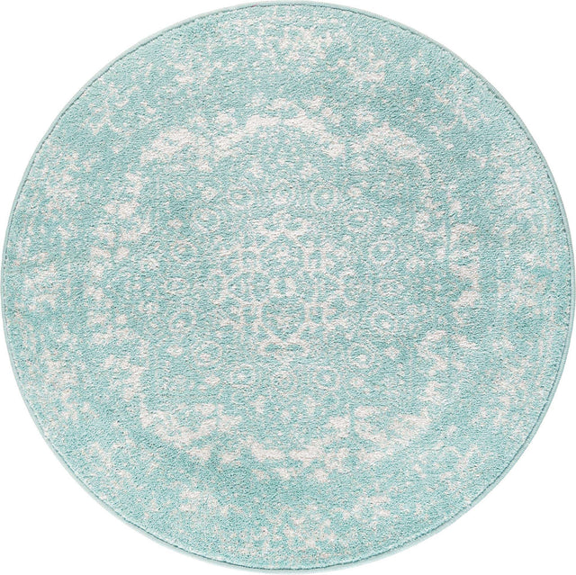 Aqua 3' 1 x 3' 1 Richmond Round Area Rug Vintage Distressed Look Traditional Design Carpet for Unique Home Interior Design for Sale at Rug Engine