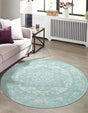 Aqua 7' 10 x 7' 10 Richmond Round Area Rug Vintage Distressed Look Traditional Design Carpet for Unique Home Interior Design for Sale at Rug Engine