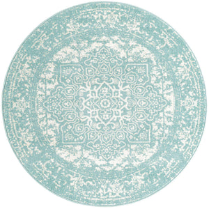 Aqua 5' 3 x 5' 3 Richmond Round Area Rug Vintage Distressed Look Traditional Design Carpet for Unique Home Interior Design for Sale at Rug Engine