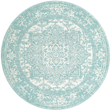 Aqua 5' 3 x 5' 3 Richmond Round Area Rug Vintage Distressed Look Traditional Design Carpet for Unique Home Interior Design for Sale at Rug Engine