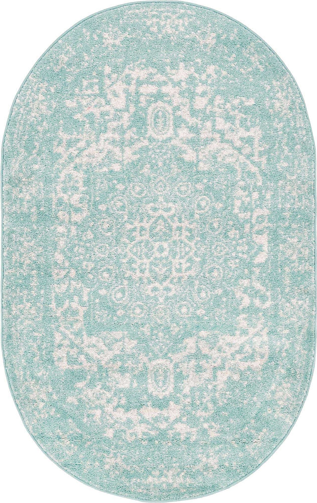 Aqua 3' 1 x 5' 3 Richmond Oval Area Rug Vintage Distressed Look Traditional Design Carpet for Unique Home Interior Design for Sale at Rug Engine