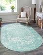 Aqua 3' 1 x 5' 3 Richmond Oval Area Rug Vintage Distressed Look Traditional Design Carpet for Unique Home Interior Design for Sale at Rug Engine