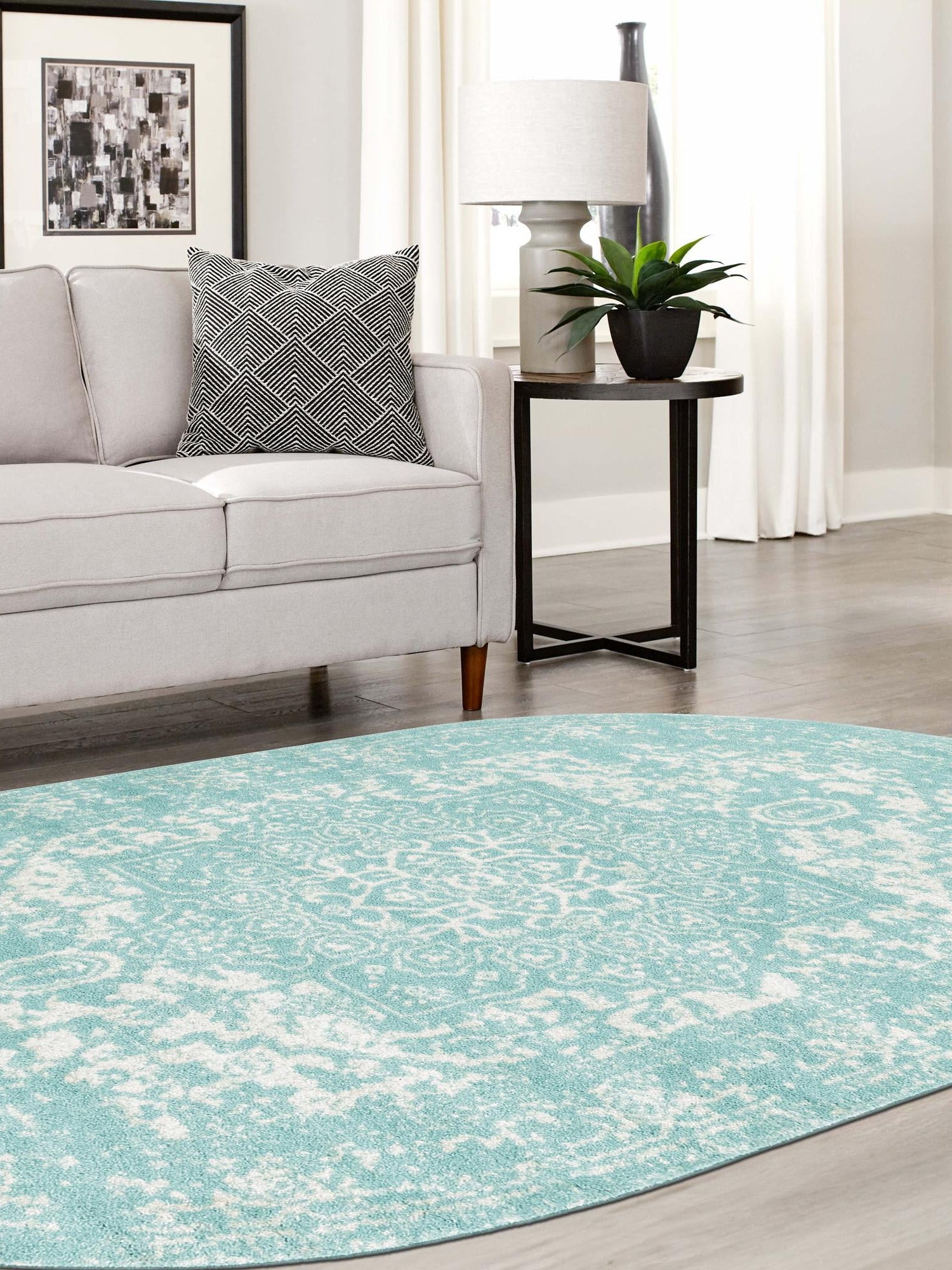Aqua 3' 1 x 5' 3 Richmond Oval Area Rug Vintage Distressed Look Traditional Design Carpet for Unique Home Interior Design for Sale at Rug Engine