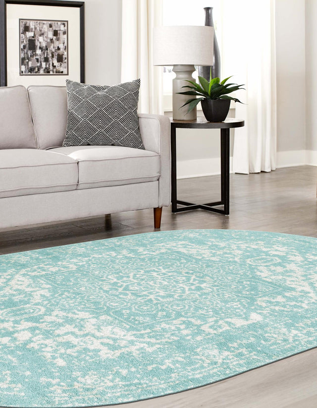 Aqua 3' 1 x 5' 3 Richmond Oval Area Rug Vintage Distressed Look Traditional Design Carpet for Unique Home Interior Design for Sale at Rug Engine