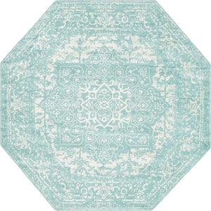 Aqua 7' 10 x 7' 10 Richmond Octagon Area Rug Vintage Distressed Look Traditional Design Carpet for Unique Home Interior Design for Sale at Rug Engine