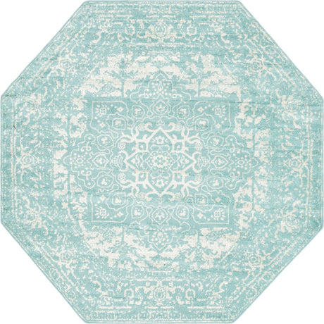 Aqua 7' 10 x 7' 10 Richmond Octagon Area Rug Vintage Distressed Look Traditional Design Carpet for Unique Home Interior Design for Sale at Rug Engine