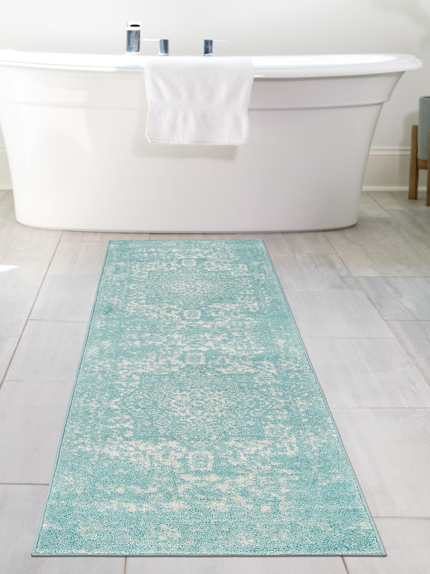 Aqua 2' x 6' 1 Richmond Runner Area Rug Vintage Distressed Look Traditional Design Carpet for Unique Home Interior Design for Sale at Rug Engine