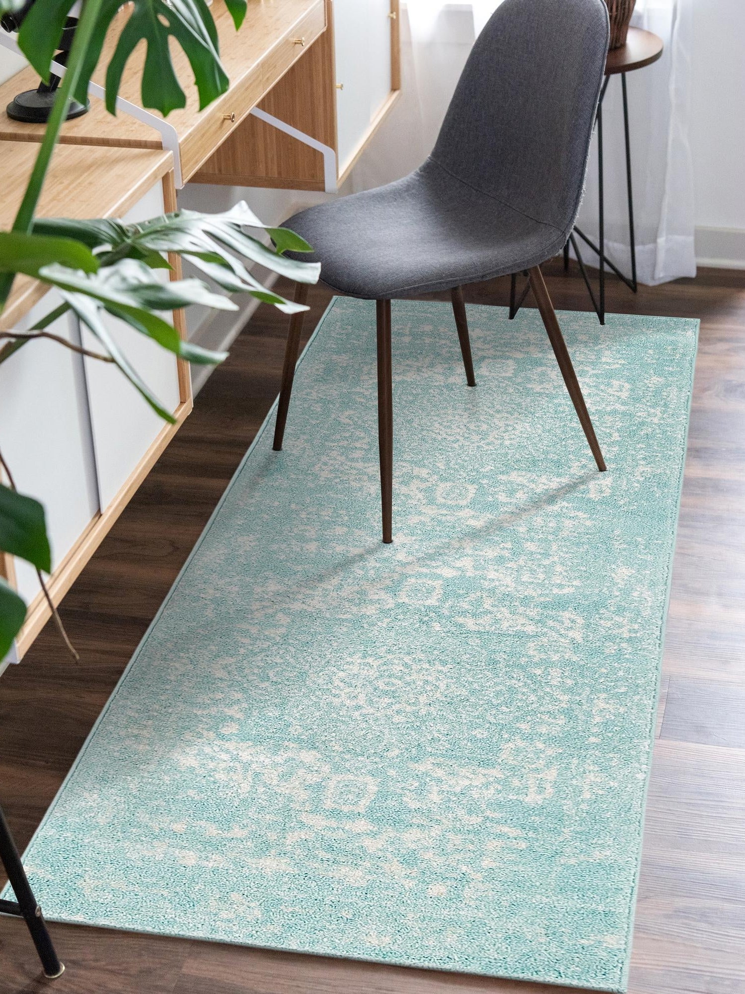 Aqua 2' x 6' 1 Richmond Runner Area Rug Vintage Distressed Look Traditional Design Carpet for Unique Home Interior Design for Sale at Rug Engine