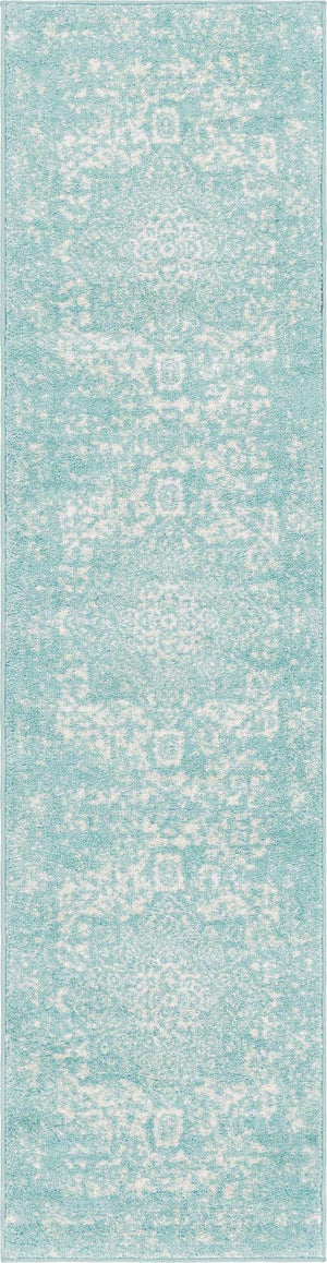 Aqua 2' x 8' Richmond Runner Area Rug Vintage Distressed Look Traditional Design Carpet for Unique Home Interior Design for Sale at Rug Engine