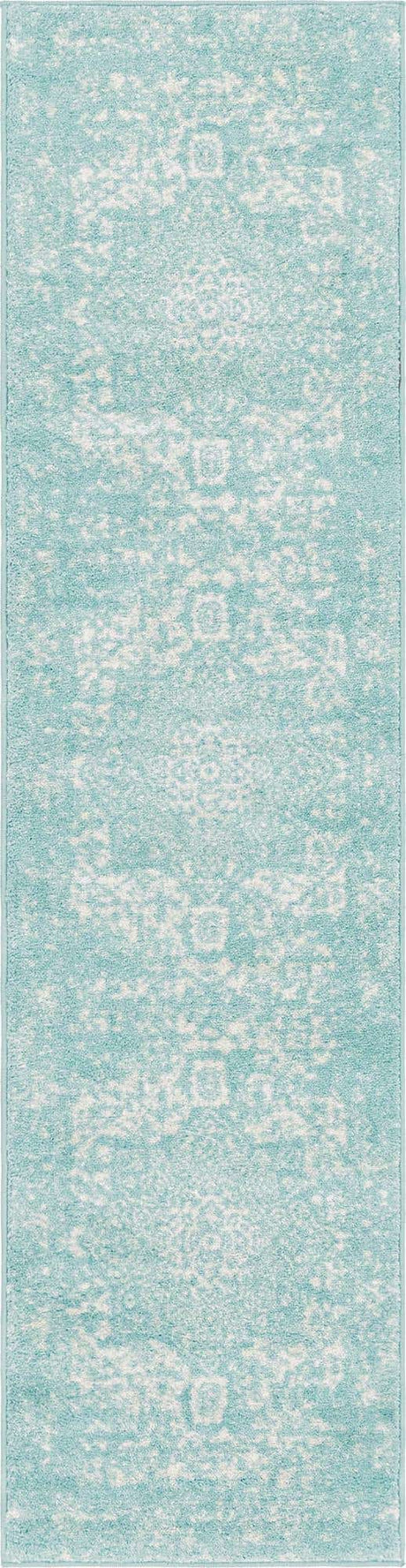 Aqua 2' x 8' Richmond Runner Area Rug Vintage Distressed Look Traditional Design Carpet for Unique Home Interior Design for Sale at Rug Engine