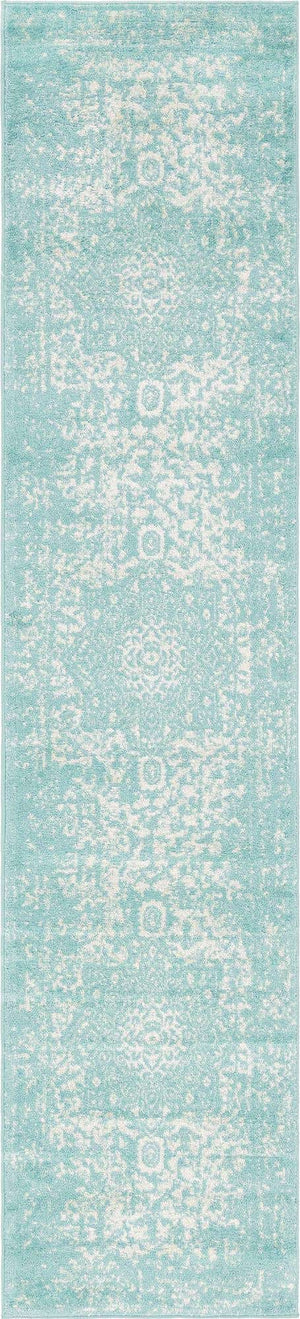 Aqua 2' 7 x 12' Richmond Runner Area Rug Vintage Distressed Look Traditional Design Carpet for Unique Home Interior Design for Sale at Rug Engine