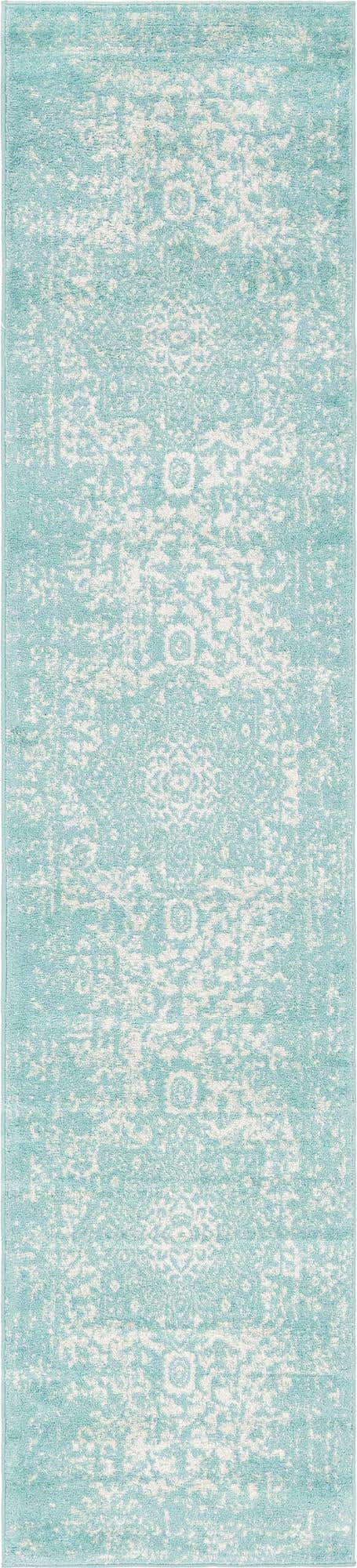Aqua 2' 7 x 12' Richmond Runner Area Rug Vintage Distressed Look Traditional Design Carpet for Unique Home Interior Design for Sale at Rug Engine