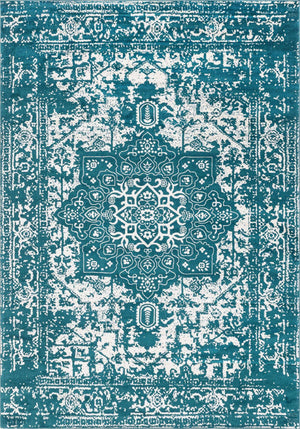 Turquoise 10' x 14' 1 Richmond Rectangle Area Rug Vintage Distressed Look Traditional Design Carpet for Unique Home Interior Design for Sale at Rug Engine