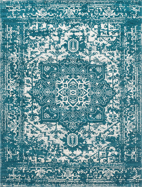 Turquoise 10' x 13' 1 Richmond Rectangle Area Rug Vintage Distressed Look Traditional Design Carpet for Unique Home Interior Design for Sale at Rug Engine