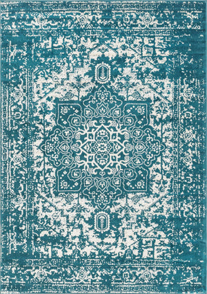 Turquoise 7' 1 x 10' Richmond Rectangle Area Rug Vintage Distressed Look Traditional Design Carpet for Unique Home Interior Design for Sale at Rug Engine