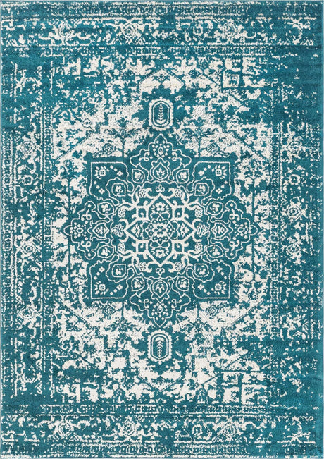 Turquoise 7' 1 x 10' Richmond Rectangle Area Rug Vintage Distressed Look Traditional Design Carpet for Unique Home Interior Design for Sale at Rug Engine
