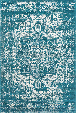 Turquoise 6' 1 x 9' Richmond Rectangle Area Rug Vintage Distressed Look Traditional Design Carpet for Unique Home Interior Design for Sale at Rug Engine