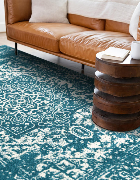 Turquoise 10' x 13' 1 Richmond Rectangle Area Rug Vintage Distressed Look Traditional Design Carpet for Unique Home Interior Design for Sale at Rug Engine