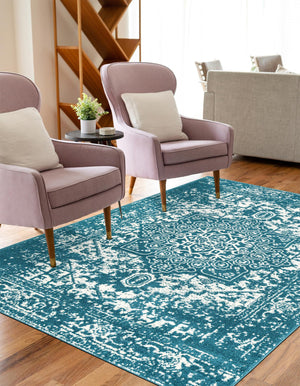 Turquoise 10' x 13' 1 Richmond Rectangle Area Rug Vintage Distressed Look Traditional Design Carpet for Unique Home Interior Design for Sale at Rug Engine