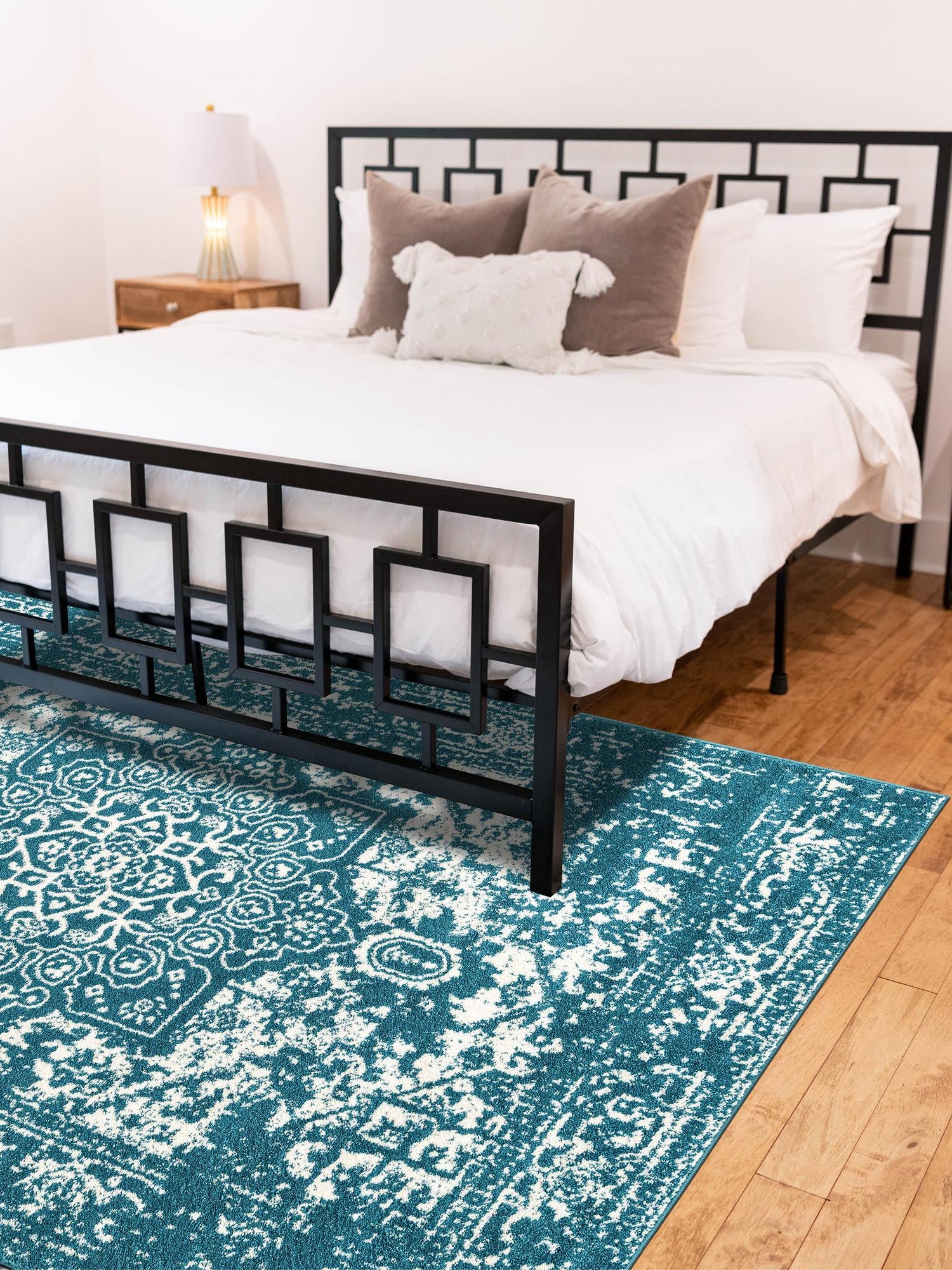 Turquoise 10' x 13' 1 Richmond Rectangle Area Rug Vintage Distressed Look Traditional Design Carpet for Unique Home Interior Design for Sale at Rug Engine