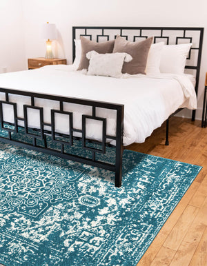 Turquoise 10' x 13' 1 Richmond Rectangle Area Rug Vintage Distressed Look Traditional Design Carpet for Unique Home Interior Design for Sale at Rug Engine