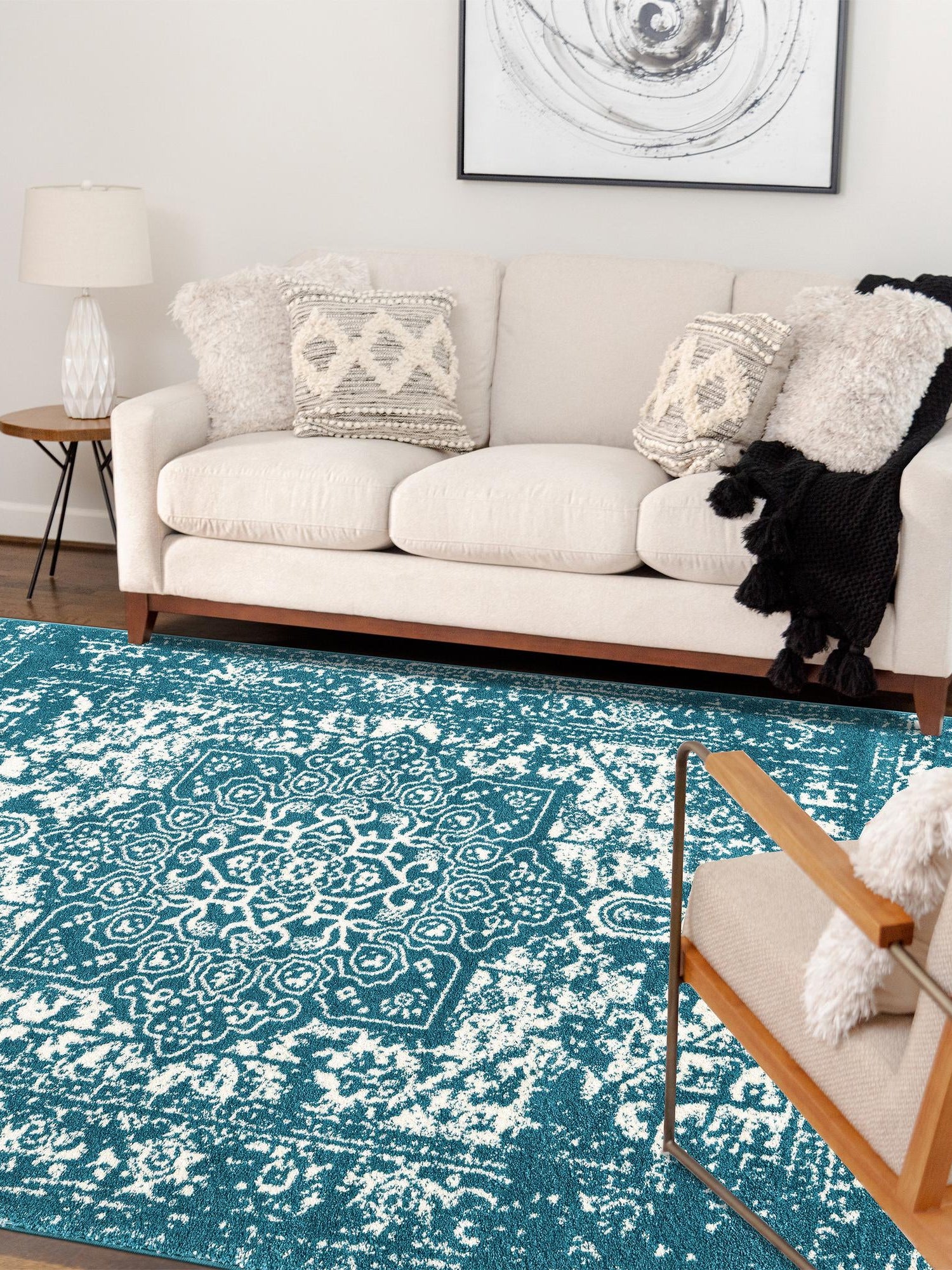 Turquoise 10' x 13' 1 Richmond Rectangle Area Rug Vintage Distressed Look Traditional Design Carpet for Unique Home Interior Design for Sale at Rug Engine