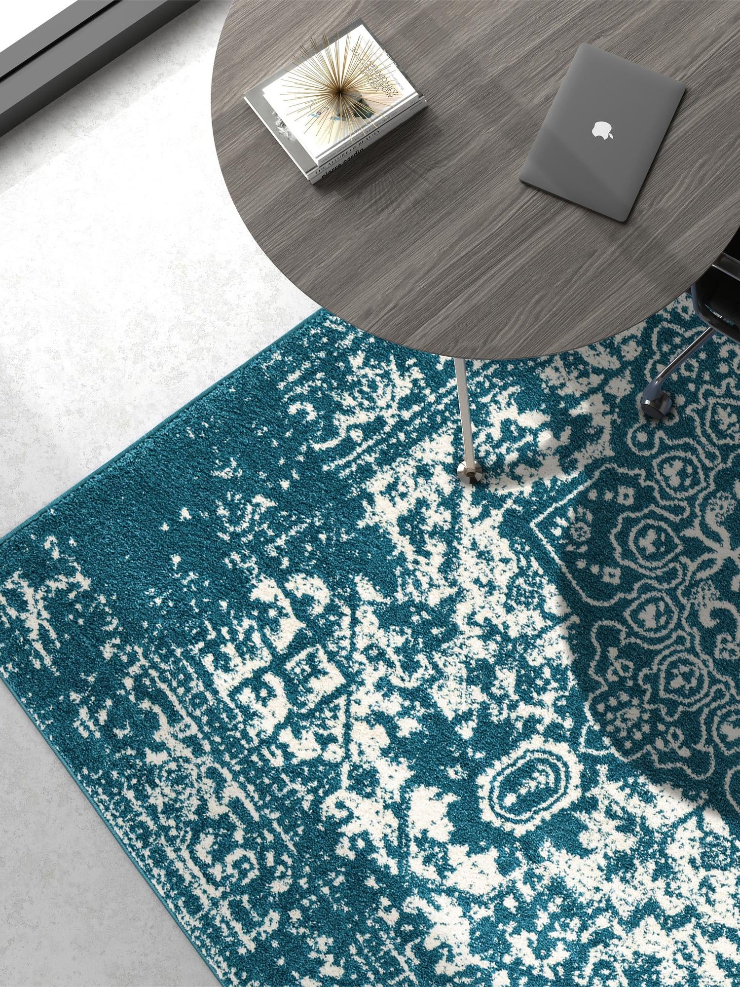 Turquoise 10' x 13' 1 Richmond Rectangle Area Rug Vintage Distressed Look Traditional Design Carpet for Unique Home Interior Design for Sale at Rug Engine