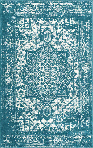 Turquoise 5' 3 x 8' Richmond Rectangle Area Rug Vintage Distressed Look Traditional Design Carpet for Unique Home Interior Design for Sale at Rug Engine