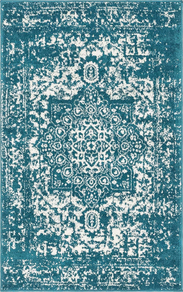 Turquoise 3' 1 x 5' 3 Richmond Rectangle Area Rug Vintage Distressed Look Traditional Design Carpet for Unique Home Interior Design for Sale at Rug Engine