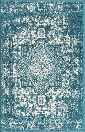 Turquoise 2' x 3' 1 Richmond Rectangle Area Rug Vintage Distressed Look Traditional Design Carpet for Unique Home Interior Design for Sale at Rug Engine