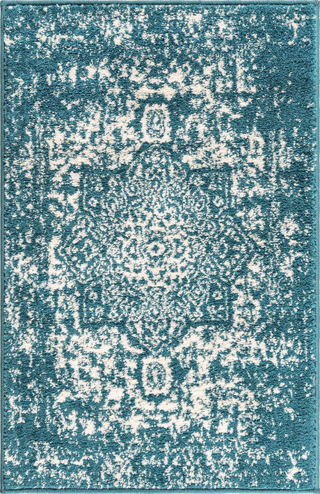 Turquoise 2' x 3' 1 Richmond Rectangle Area Rug Vintage Distressed Look Traditional Design Carpet for Unique Home Interior Design for Sale at Rug Engine