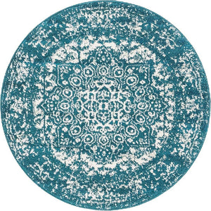 Turquoise 3' 1 x 3' 1 Richmond Round Area Rug Vintage Distressed Look Traditional Design Carpet for Unique Home Interior Design for Sale at Rug Engine