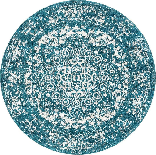 Turquoise 3' 1 x 3' 1 Richmond Round Area Rug Vintage Distressed Look Traditional Design Carpet for Unique Home Interior Design for Sale at Rug Engine