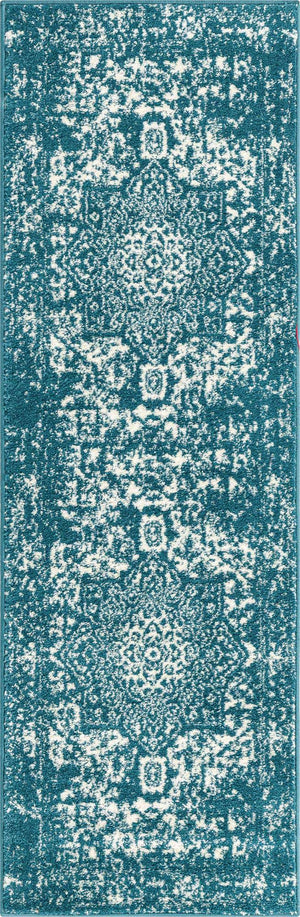 Turquoise 2' x 6' 1 Richmond Runner Area Rug Vintage Distressed Look Traditional Design Carpet for Unique Home Interior Design for Sale at Rug Engine