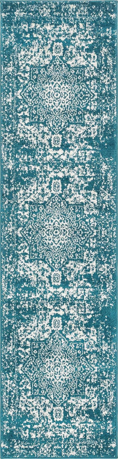 Turquoise 2' x 8' Richmond Runner Area Rug Vintage Distressed Look Traditional Design Carpet for Unique Home Interior Design for Sale at Rug Engine
