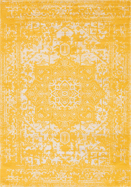 Yellow 10' x 14' 1 Richmond Rectangle Area Rug Vintage Distressed Look Traditional Design Carpet for Unique Home Interior Design for Sale at Rug Engine