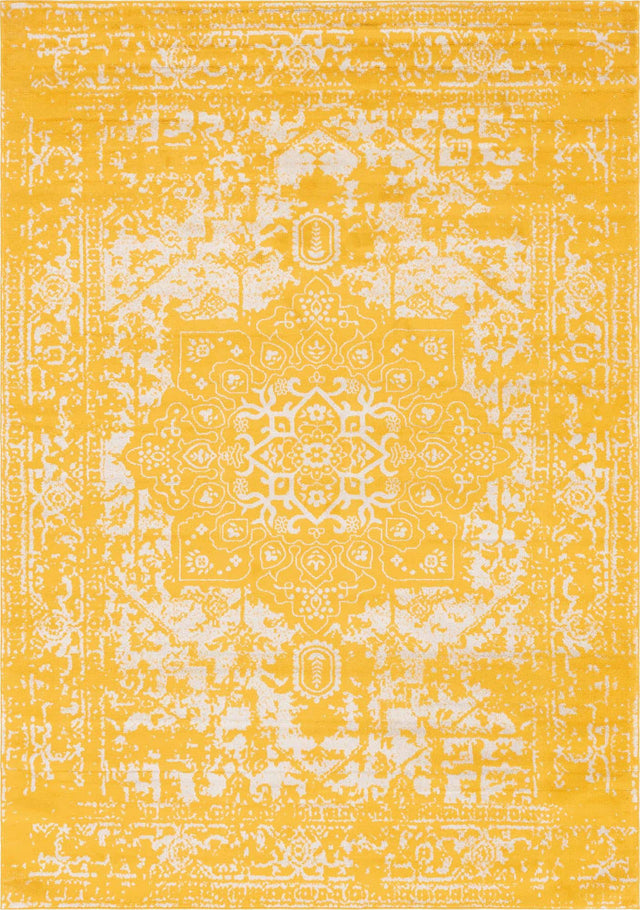 Yellow 10' x 14' 1 Richmond Rectangle Area Rug Vintage Distressed Look Traditional Design Carpet for Unique Home Interior Design for Sale at Rug Engine