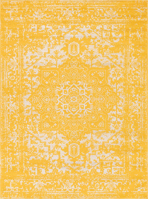 Yellow 9' x 12' Richmond Rectangle Area Rug Vintage Distressed Look Traditional Design Carpet for Unique Home Interior Design for Sale at Rug Engine